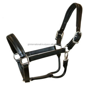 Classique licou cuir hater confortable en cuir véritable rembourré cheval licou et collier de tête en cuir réglable licou - Product Image 1