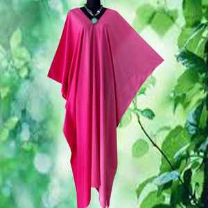 Robe caftan en rayonne rose unie teinte à la main, grande taille, coupe décontractée et fluide, vêtements de détente pour femmes - Product Image 4