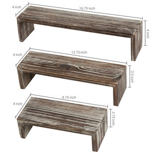 ชุดชั้นวางของตกแต่งทรงสี่เหลี่ยมผืนผ้า 3 ชิ้น ทำจากไม้เผาแบบชนบท ประกอบสำเร็จแล้ว - Product Image 4