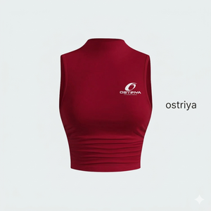 เสื้อกล้ามคอเต่าสีน้ำเงินสำหรับผู้หญิง ยี่ห้อ Ostriha ผ้าถักเนื้อนุ่ม ระบายอากาศได้ดี ทรงสปอร์ต ผลิตจากผ้าสแปนเด็กซ์และโพลีเอสเตอร์ ความยาวสั้น มีโลโก้ด้านหลัง - Product Image 3