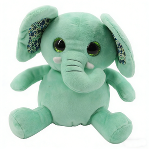 Customized Soft mint green sitting elephant <b>plush</b> toy <b>large</b> green glitter eyes blue, Pastel green jungle elephant <b>plush</b> nursery - Product Image 3