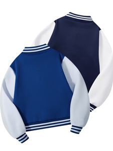 Boys' Baseball Collar Jacket with Button Front & Pockets Warm Winter Outerwear Suitable School Uniforms Machine-Washable Button - Product Image 3