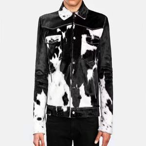 Vestes pour hommes en cuir de vache véritable sur mesure, plusieurs couleurs, poches avant, col montant, fermeture à boutons, vestes d'hiver avec faible MOQ - Product Image 1