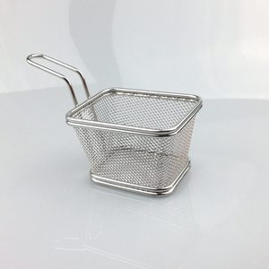 Cesta para Papas Fritas de Malla Mini de Acero Inoxidable de Alta Calidad con Logotipo Personalizado, Ecológica, Apta para Lavavajillas, Soporte Cuadrado Metálico para Servir - Product Image 4
