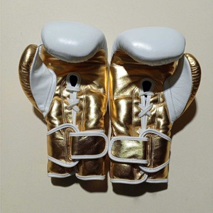 No Boxing No Life Guantes de Boxeo Profesionales Dorados y Blancos, Guantes de Combate Profesionales, Guantes de Boxeo Premium con Cierre de Velcro Dorado - Product Image 4