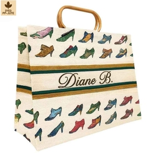 Sac de plage en jute naturel laminé, sac de voyage, 56x40x15,5 cm, logo personnalisé, vente en gros, OEM, marque privée, réutilisable, modèle SS362-L - Product Image 1