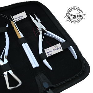 Hair <b>Extension</b> Tools Kit 5 In White <b>Extension</b> Plier and Flat Tip <b>Bead</b> Closing Plier With wire loop 7 Hook <b>Extension</b> Accessories - Product Image 4