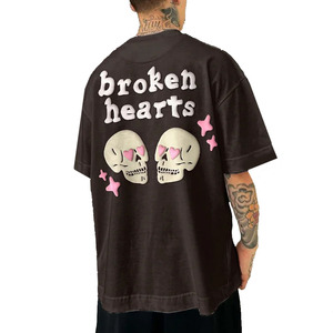 High Quality Puff Print T Shirt Custom Logo Heavyweight Cotton Oversized Street Fashion Casual Graphic <b>Tee</b> - Product Image 1