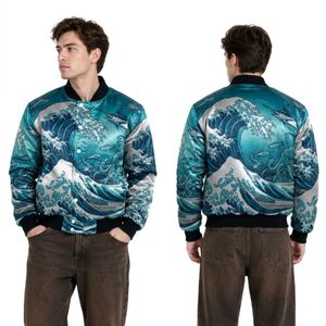 Chaqueta de Satén Vibrante con Estampado de Palmeras y Atardecer Tropical, Ligera, Transpirable, con Acabado Suave, Informal - Product Image 5