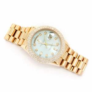 นาฬิกาข้อมือหรูหราประดับเพชรโมอิสซาไนต์ หน้าปัดสีน้ำเงิน ตัวเรือนทอง ระบบออโตเมติก สไตล์ฮิปฮอป สายสแตนเลส - Product Image 2