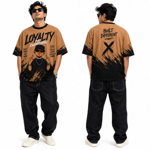 Mens Custom Graphic Large DTG Printed Heavyweight Jersey Cotton <b>T</b>-<b>Shirt</b> Thick O-<b>Collar</b> Boxy Fit Oversized Vintage <b>T</b>-<b>shirt</b> - Product Image 2