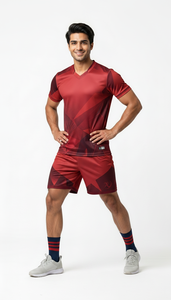 Conjunto de Camiseta y Pantalones Cortos de Voleibol con Diseño Pixel Art Índigo Personalizado al por Mayor, Uniforme de Equipo Antiencogimiento OEM, Ropa Deportiva Sublimada - Product Image 5