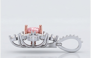 Fancy Pink Cushion Cut Lab Grown Diamonds Pendant Necklace Diamond Flower Halo Pendant for Women Wedding Jewelry - Product Image 2