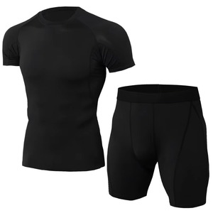 Custom Wholesale <b>Mens</b> <b>Compression</b> Running Gym Set Sport T <b>Shirt</b> Shorts Breathable Eco-Friendly Quick Dry Fitness Jogging - Product Image 1