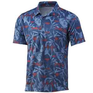Chemise de pêche à manches courtes pour homme, motif végétal, boutonnée, séchage rapide, UPF 50, polyester, polo - Product Image 6