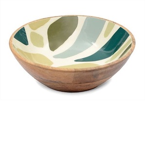 Bol de ensalada de madera de mango esmaltada, hecho a mano por artesanos, el más vendido, vajilla decorativa de madera con acabado natural, disponible para la venta. - Product Image 4