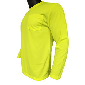 Camiseta de Manga Larga Reflectante Amarilla Clase 2, Ropa de Trabajo de Seguridad de Poliéster, Cuello Redondo con Bolsillo, Uniforme de Alta Visibilidad, Logotipo Personalizado - Product Image 4
