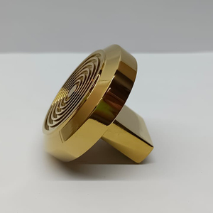 Round <b>Brass</b> Furniture <b>Knob</b> with Concentric Ring Design for Drawer Cabinet Hardware Traditional Style Durable Finish - Product Image 2