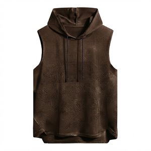 Hooded Eco-Friendly Gym Tank Top Men Casual Summer Vest Style Sportswear 100% Cotton Lightweight Breathable <b>Drop</b> Armhole Cut - Product Image 4