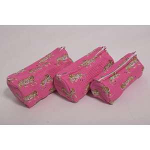 Pochette de maquillage de voyage en coton indien imprimé, faite à la main, avec fermeture à glissière, grande capacité, pour usage quotidien, pour femmes - Product Image 2