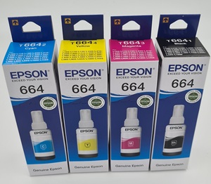 Juego de Botellas de Tinta Epson T664, 664, Cuatro Colores, Negro, Amarillo, Magenta, Cian, Tinta Compatible para Impresoras L310, L313, L360, L380 - Product Image 2