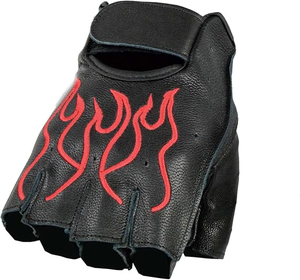 Gants sans doigts noirs brodés de flammes pour hommes Samroz Sports - Product Image 3