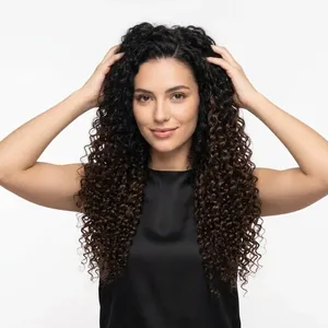 Extensiones de Cabello Rizado Remy a Granel, Ondas Profundas Naturales, Estilo Marrón Rosado, Base de Seda India, Doble Trama, Tamaño Personalizable - Product Image 5