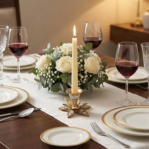 Single Aluminium & Mother of Pearl <b>Candle</b> Holder Petals Short Decorative Candlestick Stand for <b>Taper</b> <b>Candles</b> Home Bedroom - Product Image 5
