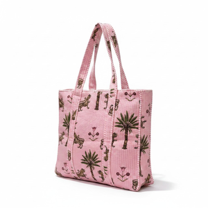 Wholesale Quilted Cotton Tote Bag Leopard Pattern Reversible Design Eco-Friendly Fashion Casual <b>Handbag</b> for Women - Product Image 1
