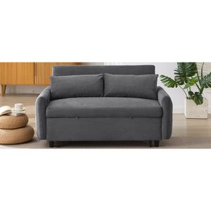 Divano Letto Moderno a 2 Posti da 146 cm con Letto Estraibile, Porte USB e Due Cuscini Decorativi, Divano con Ricarica USB - Product Image 1