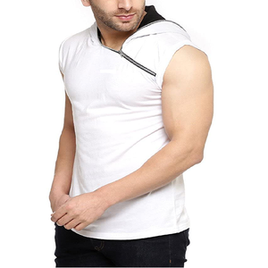 <b>Mens</b> <b>Sleeveless</b> Zipper <b>Hoodie</b> Solid Pocket 100% Cotton Fleece Winter Regular Fit Soft Lightweight Breathable Eco-Friendly OEM - Product Image 3