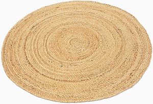Alfombra de Yute Lisa de 6 pies, Tejida a Mano y Cosida a Máquina, con Patrón Geométrico, Pelo Mediano, Ecológica, Apta para Mascotas, Reversible y Antideslizante - Product Image 4