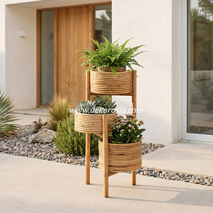 Handmade Rattan Plant <b>Stand</b> 3 Tier <b>Corner</b> Shelf for Indoor Outdoor Flower Pot Holder Home Decor - Product Image 5