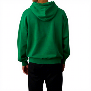 Sudadera con Capucha Verde para Hombre, Corte Regular, Color Sólido, Casual, Manga Larga, con Bolsillo, Tejido French Terry - Product Image 3
