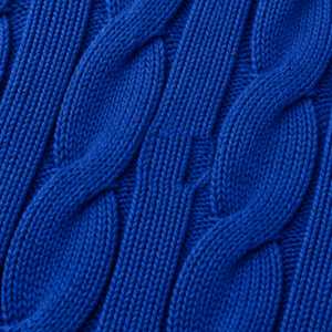 Pull en coton biologique bleu à col rond en tricot torsadé pour homme, manches longues, pull chaud, design personnalisé, vêtements décontractés d'hiver - Product Image 6