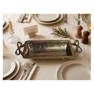 Bandeja Rectangular de Aleación de Aluminio Pulido con Asa de Lazo, Acabado en Latón Antiguo, para Servir, Vajilla para el Hogar, Uso Multiusos - Product Image 3