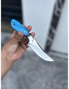 Couteau Skinner à pointe tombante en acier inoxydable fait main, manche turquoise, étui en cuir, longueur totale de 7 pouces, pour le camping - Product Image 3