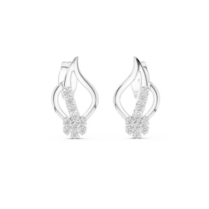 Minimalist Floral Design <b>Stud</b> <b>Earring</b> Fine Jewelry Women's Delicate <b>Earring</b> Round Moissanite Diamond <b>Earring</b> Gift For Her - Product Image 1