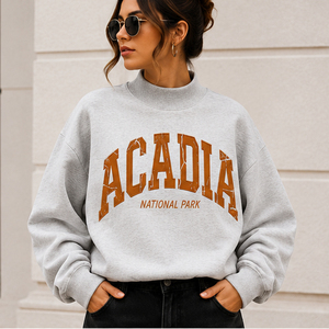 OEM Women's Oversized <b>Mock</b> <b>Neck</b> Sweatshirt Acadia National Park Letter Print Fleeced Warm Winter Fall Youth Sports Club Wear <b>Top</b> - Product Image 2