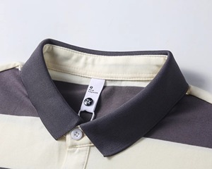 Personaliza tu propio diseño de camisetas polo con logotipo de marca, camisetas polo a rayas de moda casual. - Product Image 4