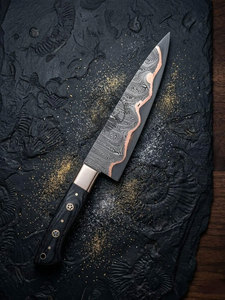 NEW FRIEND INDUSTRIES Couteau de chef japonais professionnel forgé à la main en cuivre Damas, lame de 8 pouces, outil de cuisine ambidextre - Product Image 4