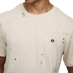 Camiseta de Algodón con Efecto Pintado para Hombre, con Detalle de Manchas Aplicadas a Mano, Manga Corta, Fabricación de Marca Privada OEM - Product Image 3