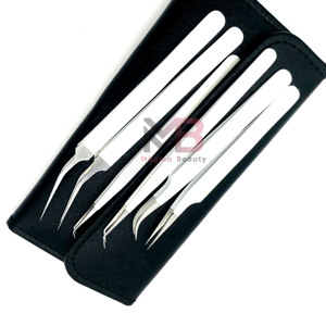 Pinzas Profesionales para Extensión de Pestañas con Punta de Fibra Blanca y Logotipo Personalizado, Material de Acero Inoxidable Sostenible - Product Image 6