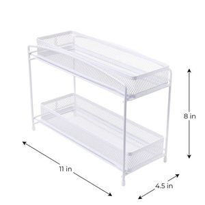 Organizador de Especias Extraíble de 2 Niveles, Cesta de Almacenamiento de Metal Blanca para Cocina, 4.5" X 11" - Product Image 2