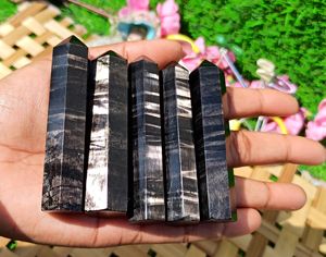 Punta de Cristal de Jaspe Hipersteno Natural, Rayada, Pulida a Mano, Torre de Piedra Preciosa Oscura para Meditación, Reiki, Sanación Energética de Chakras, EE. UU. - Product Image 4