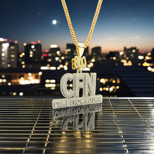 Pendentif personnalisé en alliage plaqué or avec diamant moissanite rond taille brillant, style hip-hop, pour homme - Product Image 1