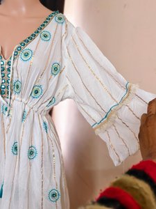 ชุดเดรสผ้าไหมสไตล์โบฮีเมียนสำหรับใส่ไปชายหาด - ชุดเดรสผ้าไหมอินเดียแบบส่าหรีสำหรับใส่ไปชายหาดในฤดูร้อน - ชุดเดรสยาวแม็กซี่แฟชั่นสำหรับผู้หญิง ผ้าไหมผสมผ้าฝ้าย - Product Image 5