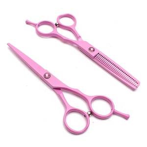 Ciseaux à effiler les cheveux roses, lame en acier inoxydable, pointe acérée, manche en acier inoxydable, pour droitiers, usage professionnel en salon, 28 dents, réutilisables - Product Image 1