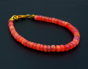 Natural Ethiopian Opal Roundel Beads Gold Plated Multi <b>Fire</b> Opal Bracelet Unisex Gift - Product Image 1