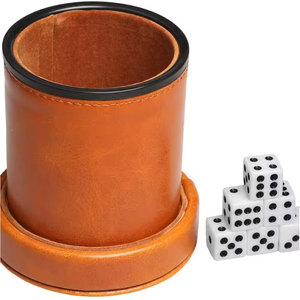 Handmade Embossed Custom Color Logo Durable Eco-Friendly High Quality Piece Leather <b>Dice</b> Cup & Shaker - Product Image 1